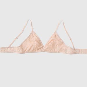 Cream / Tan Floral Mesh Lace Triangle Bralette, Size Women's Small (La SENZA)